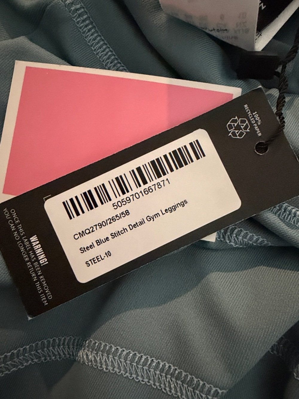 PrettyLittleThing High-Waist Sky Blue Seamless Leggings stitch - Picture 7 of 7